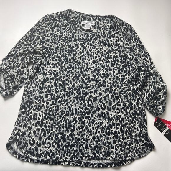 Rebecca Malone Petites Women's Animal Print Bejeweled  Sweater Sz PL - Picture 1 of 10